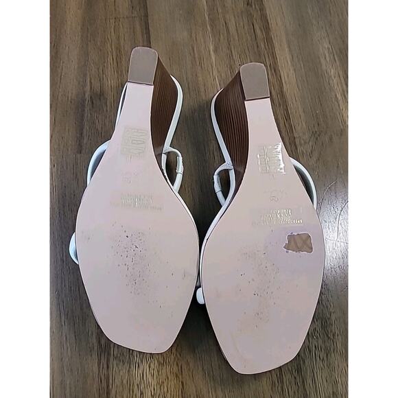 J.Crew White Leather Double Strap Wedge Sandals Size 10 – Open‑Toe Mules – GUC - Picture 6 of 7